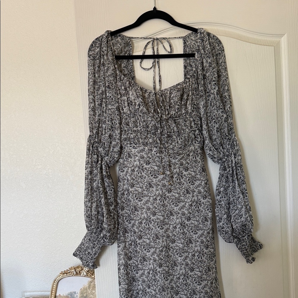 Free People Black and White Long Sleeve Dress
